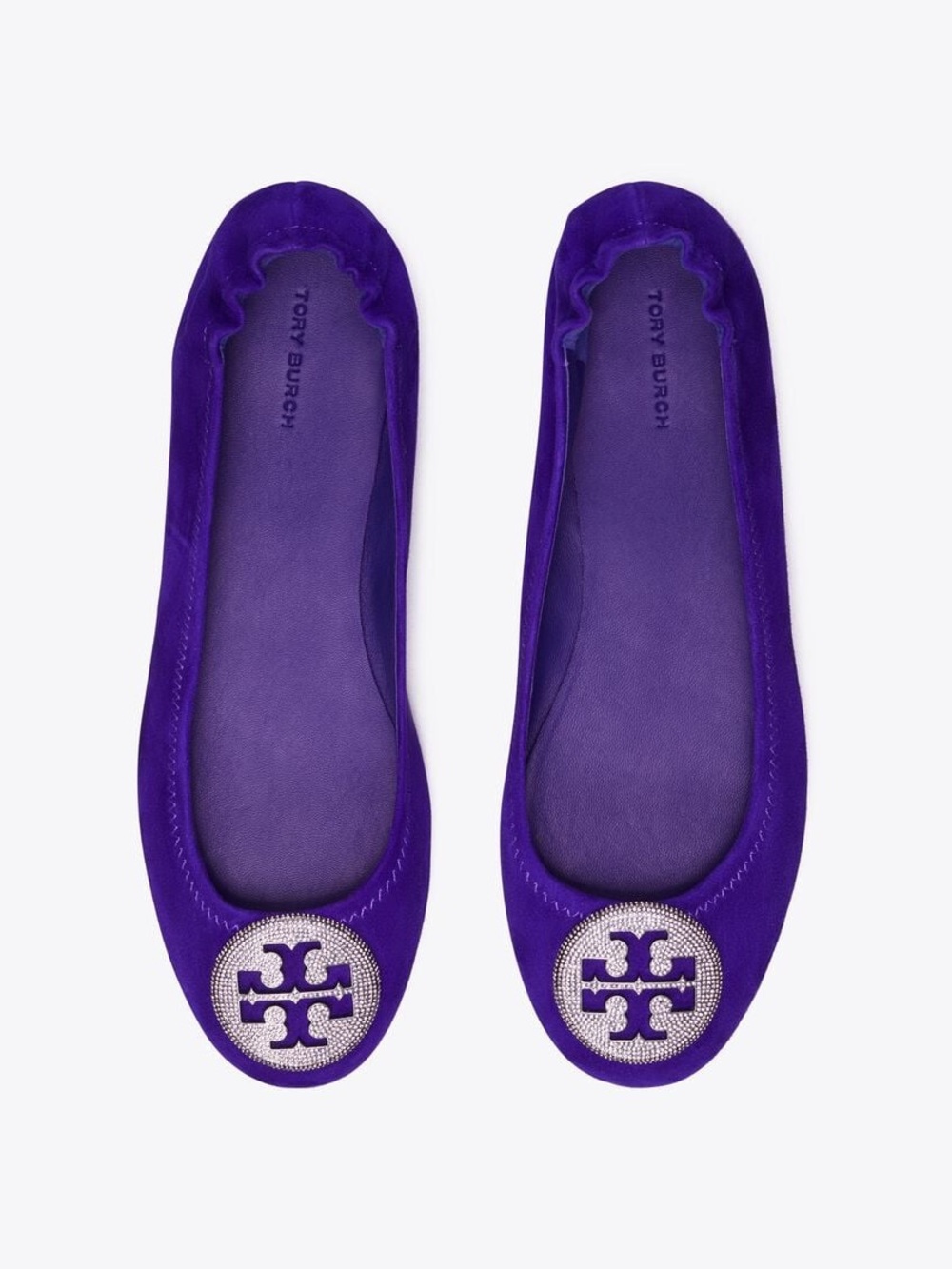 Tory Burch Minnie Travel Ballet Pave Suede Deep Purple - size 9 - NIB